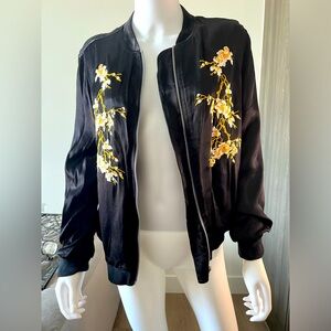 Graham & Spencer bomber jacket, size M, floral details, satin